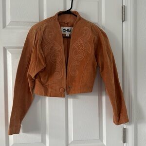 90s vintage leather suede cropped jacket